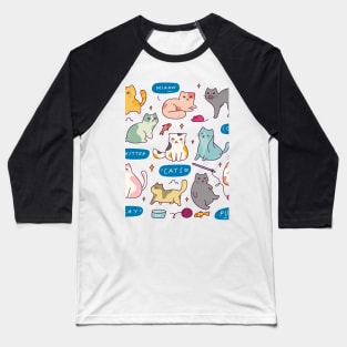 Funny Cute Cat Sticker Pack for cat lover Baseball T-Shirt